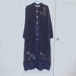 Elegant Hand-Painted Black Silk Dress--Wearable Art